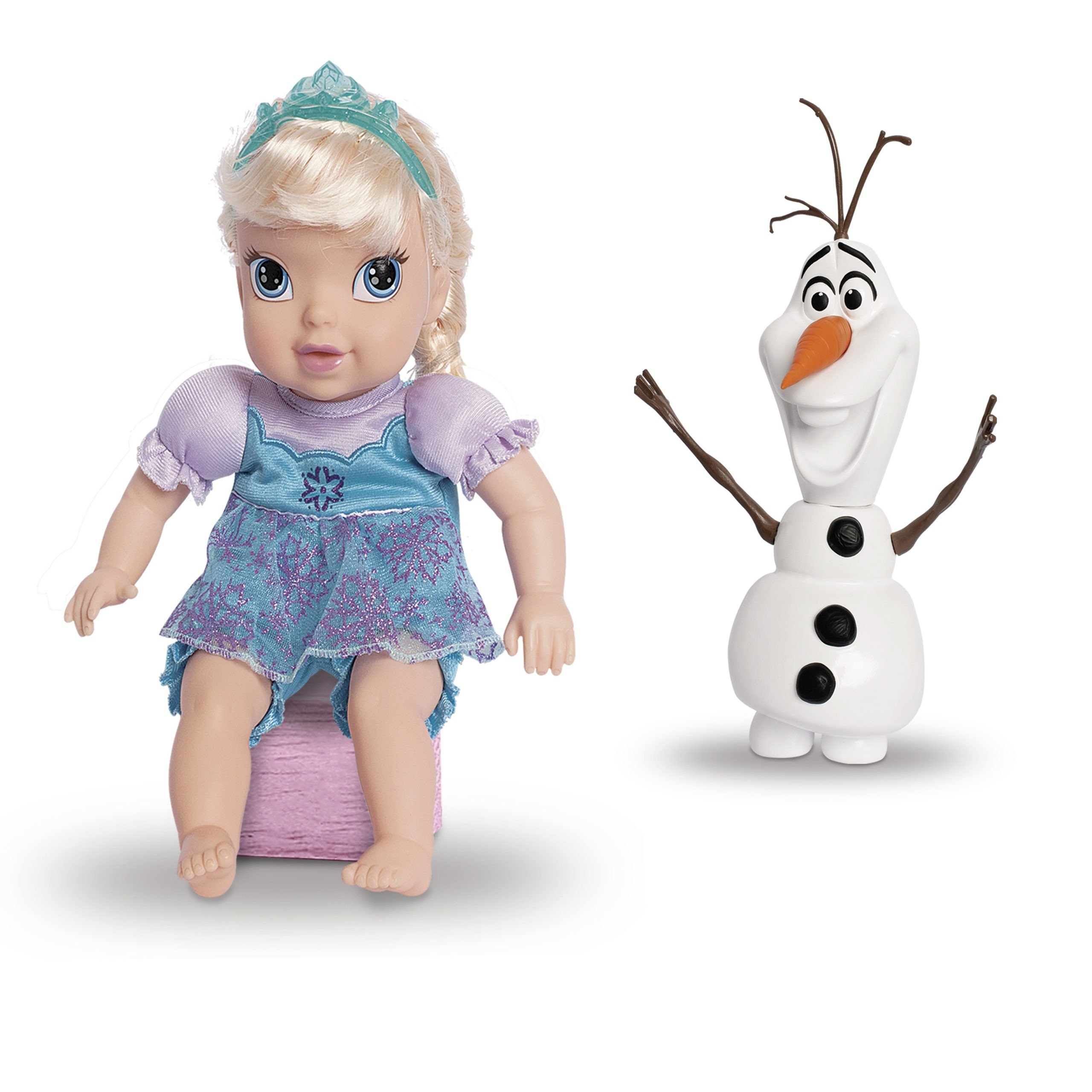 2 Bonecas Frozen, Ana E Elsa 30cm + 1 Pelúcia Olaf Musicais